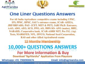 Read more about the article One Liner 10000+ Agricultural Questions Answers For competitive Exam